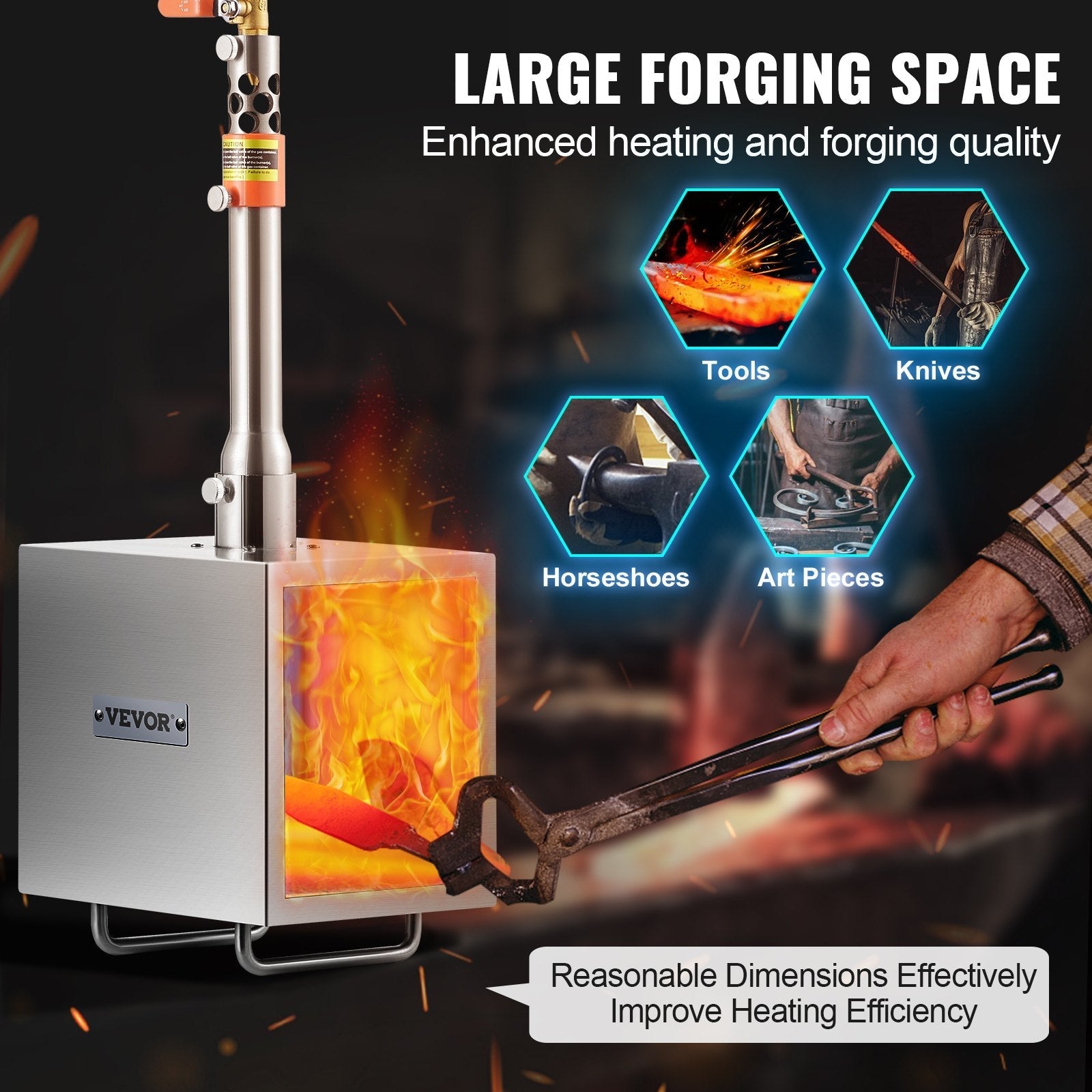 VEVOR Portable Propane Forge 1 Burner Farrier Forge 2600? Knife Metal Square