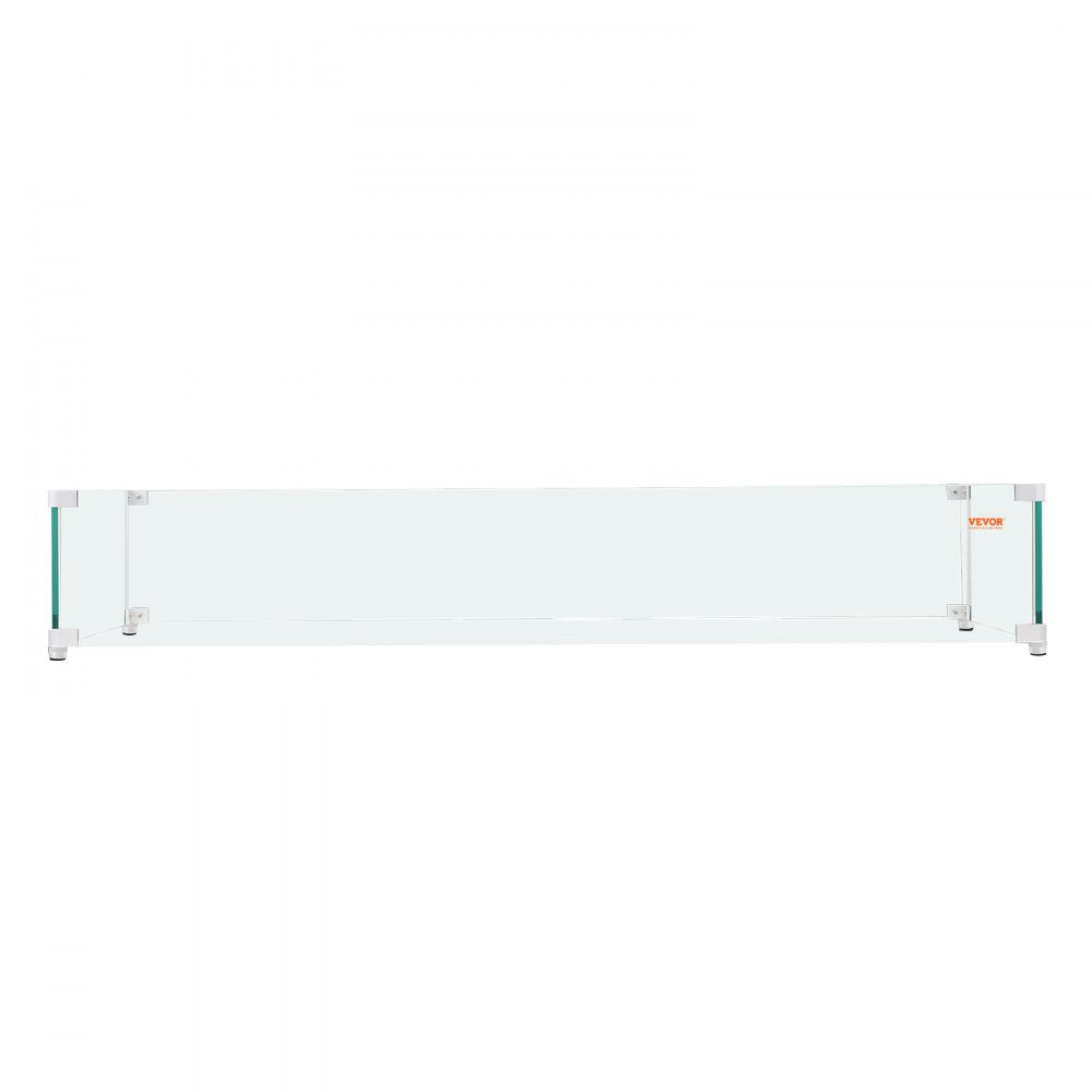 VEVOR Fire Pit Wind Guard, 38 x 10.5 x 6 inch Glass Flame Guard, Oblong Glass Shield, 0.3