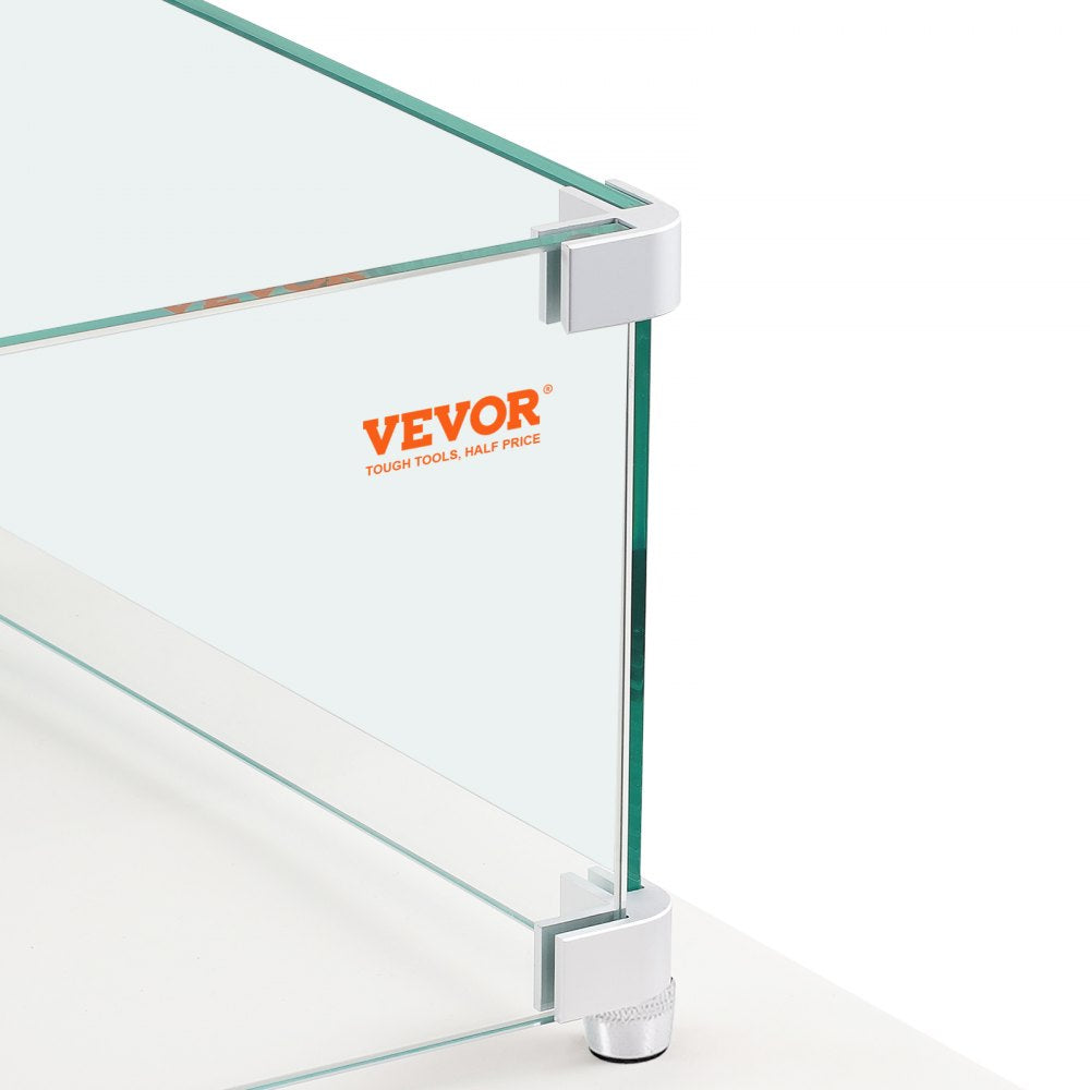 VEVOR Fire Pit Wind Guard, 38 x 10.5 x 6 inch Glass Flame Guard, Oblong Glass Shield, 0.3