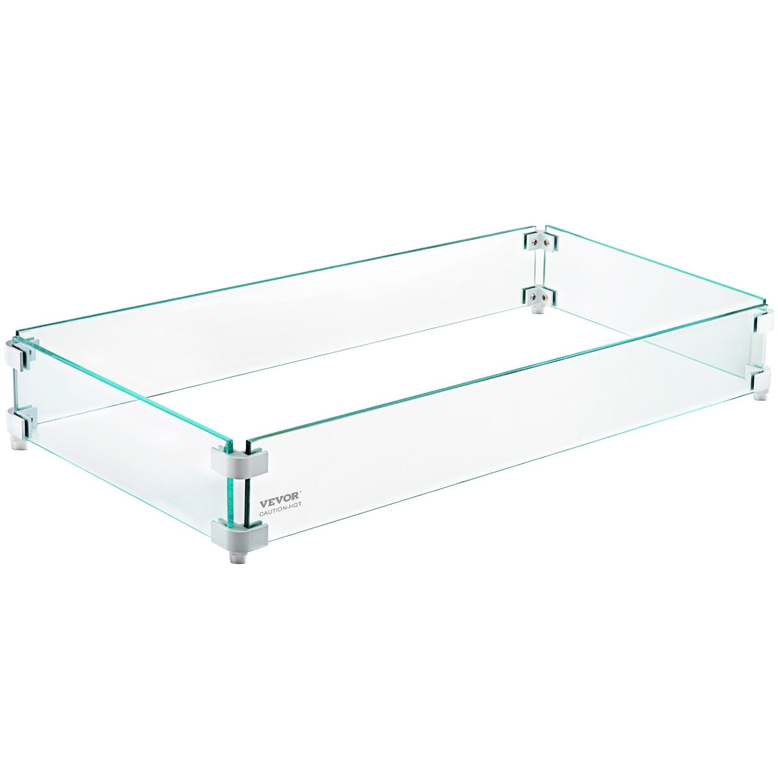 VEVOR Fire Pit Wind Guard, 29 x 13 x 6 inch Glass Flame Guard, Oblong Glass Shield, 0.3
