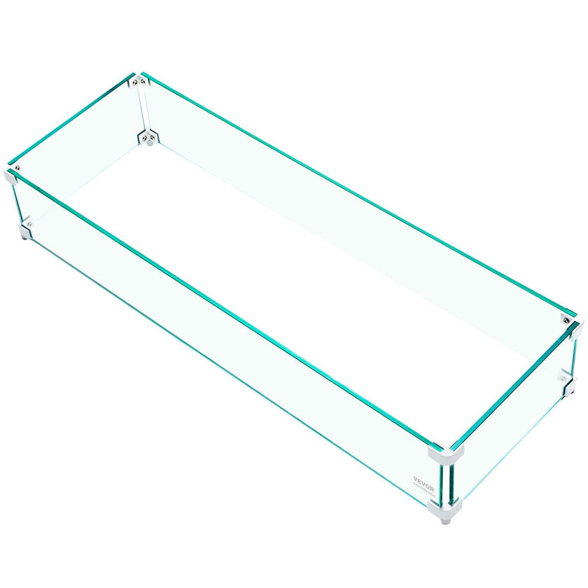 VEVOR Fire Pit Wind Guard, 29 x 13 x 6 inch Glass Flame Guard, Oblong Glass Shield, 0.3