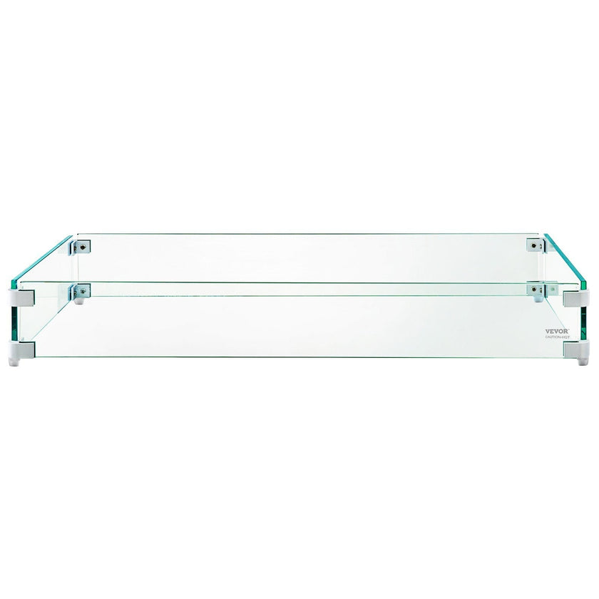 VEVOR Fire Pit Wind Guard, 29 x 13 x 6 inch Glass Flame Guard, Oblong Glass Shield, 0.3
