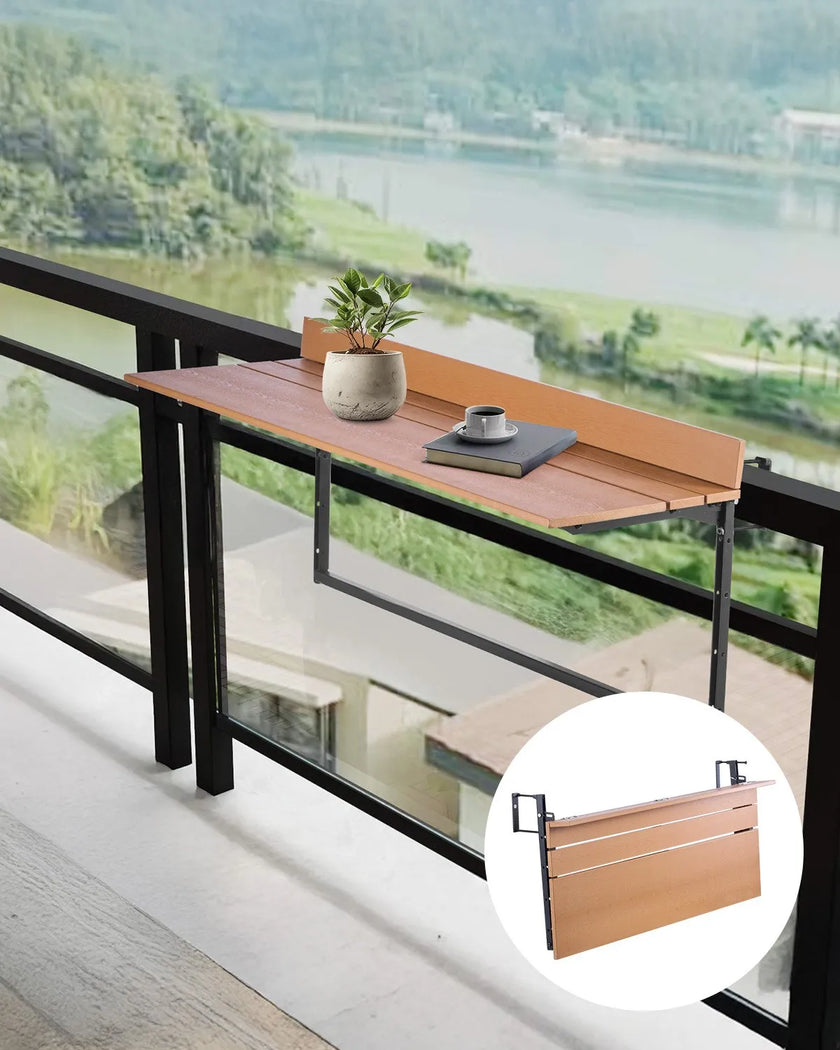 VEVOR Balcony Hanging Table 15 x 39 in Patio Railing Bar Table Adjusable