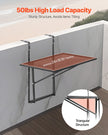 VEVOR Balcony Hanging Table 19 x 24 in Metal Patio Railing Table Adjustable