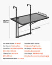 VEVOR Balcony Hanging Table 19 x 24 in Metal Patio Railing Table Adjustable