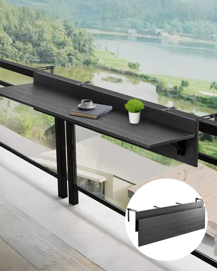VEVOR Balcony Hanging Table 12 x 48 in Patio Railing Bar Table Foldable