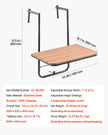 VEVOR Balcony Hanging Table 25 x 24 in Patio Railing Bar Table Adjusable