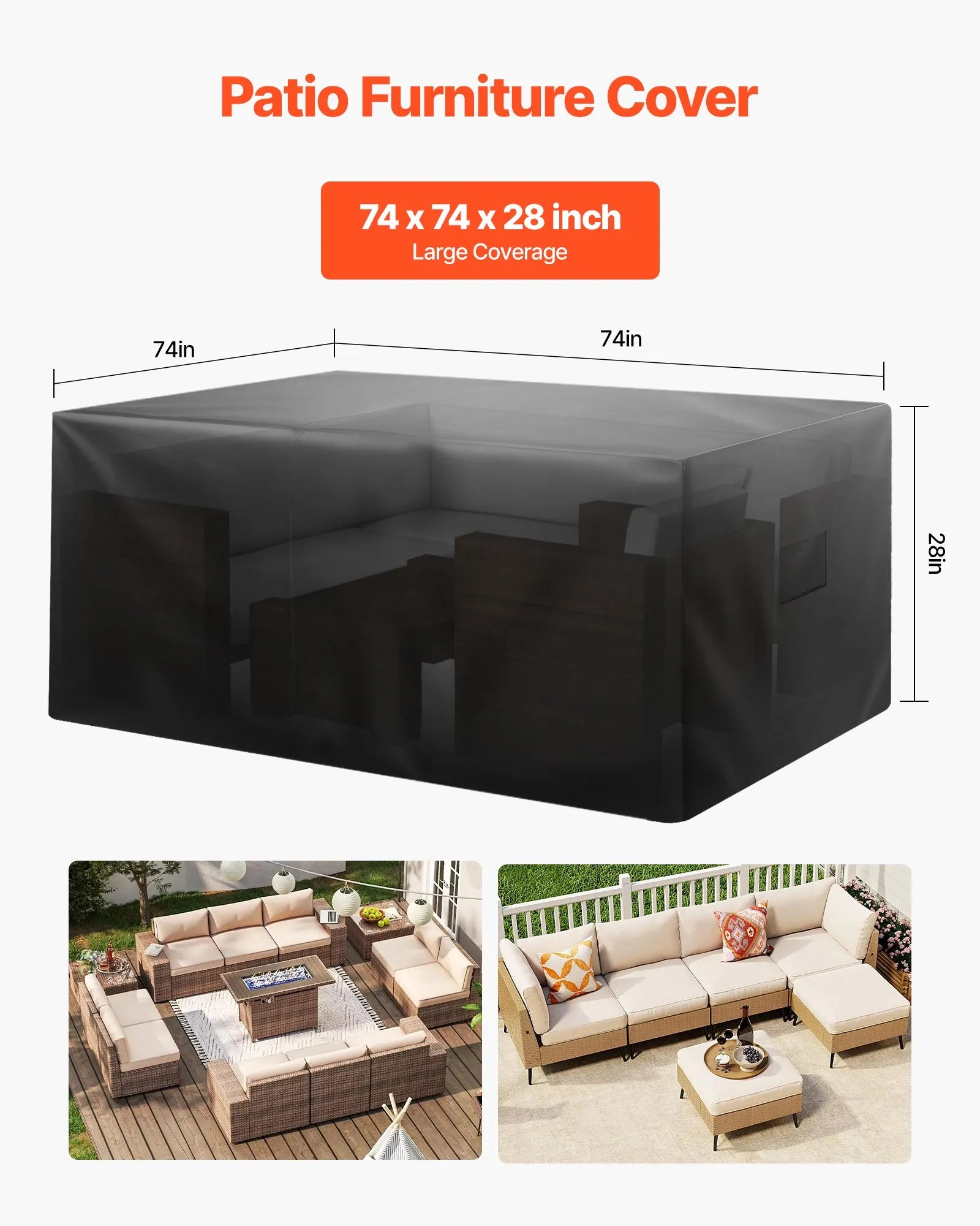 VEVOR Patio Outdoor Furniture Cover 420D Waterproof Table Chairs Sofa 74x74 inch