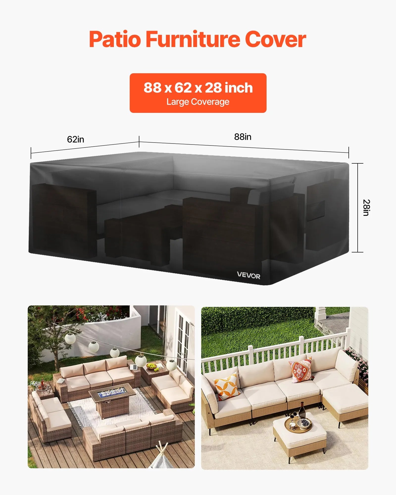 VEVOR Patio Outdoor Furniture Cover 420D Waterproof Table Chairs Sofa 88x62 inch