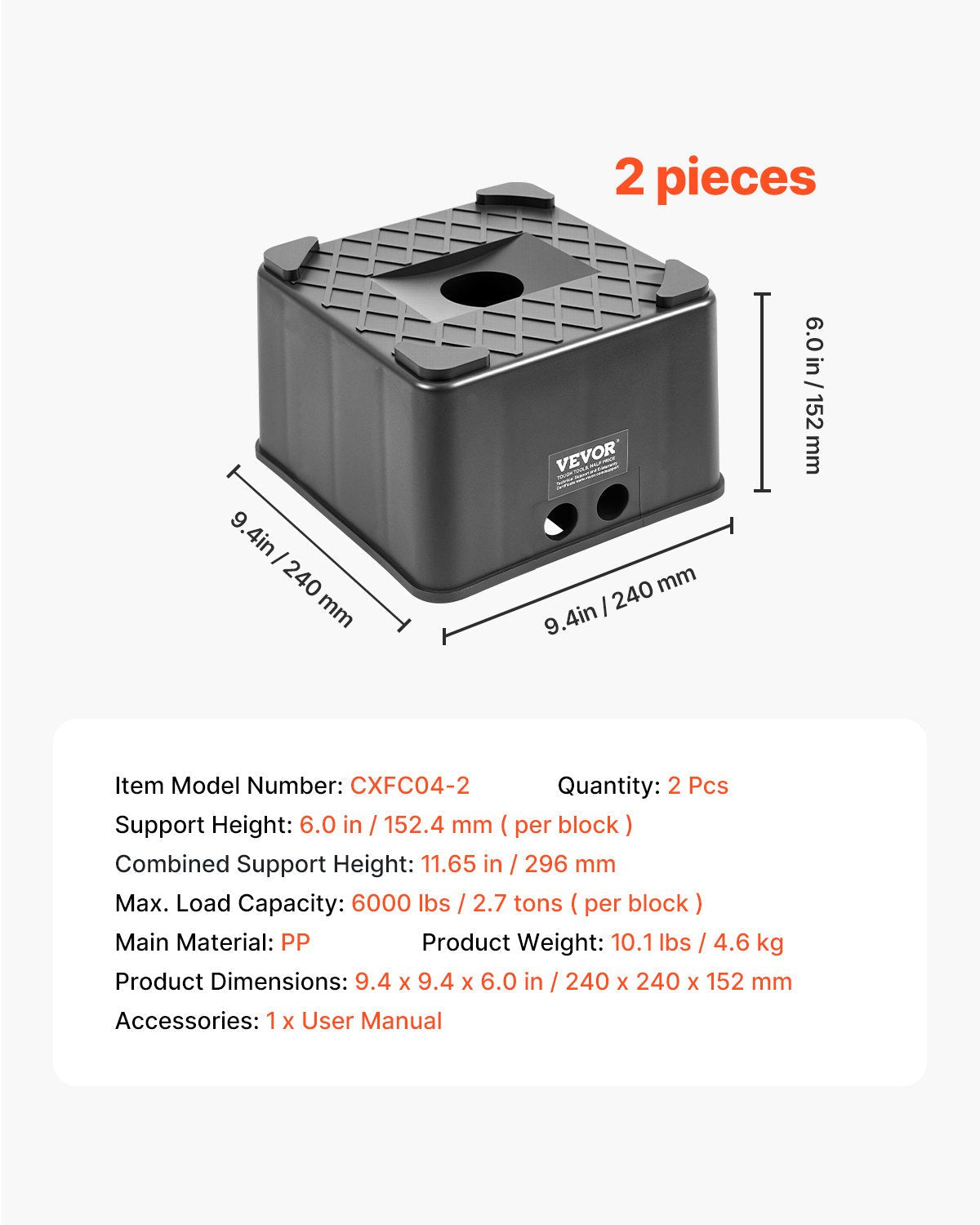 Trailer Jack Blocks 2Pcs 6