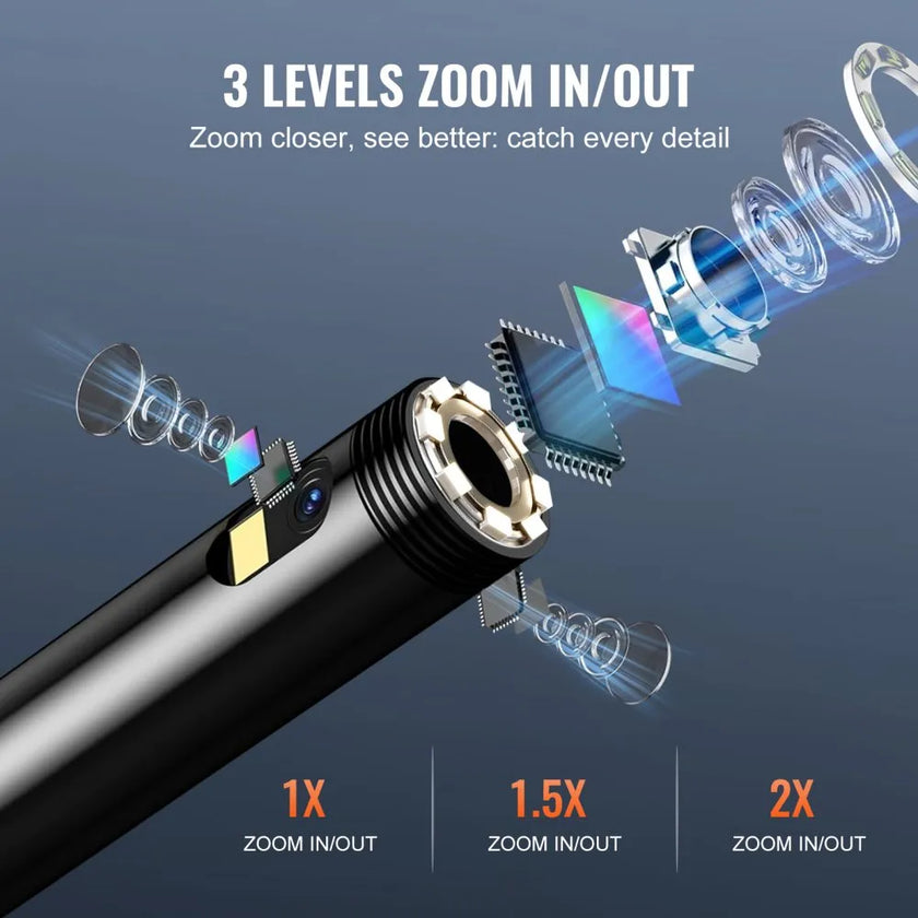 VEVOR Endoscope Camera with Lights Triple Lens Borescope 49.2FT Cable 5