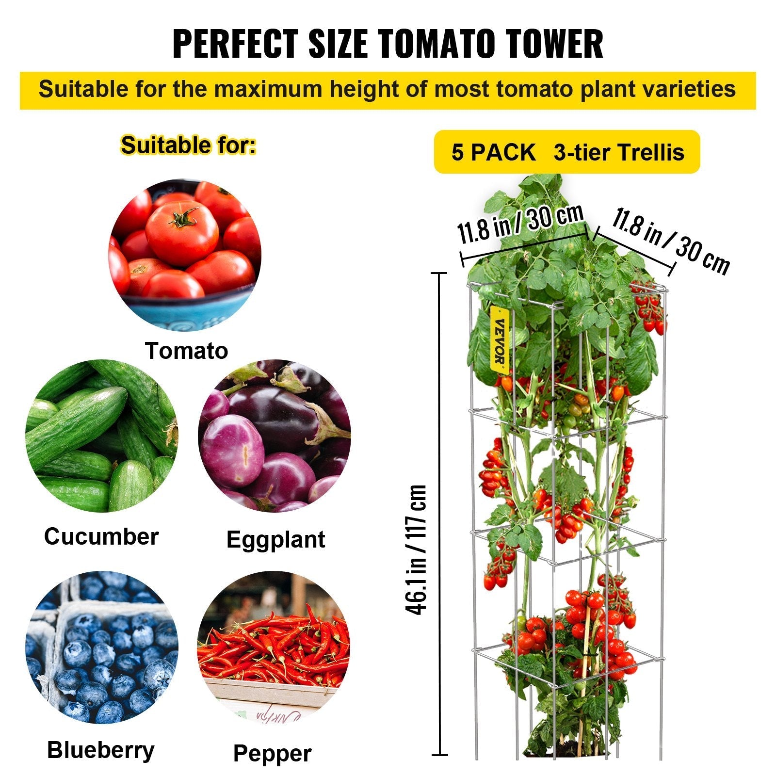 VEVOR Tomato Cages, 11.8