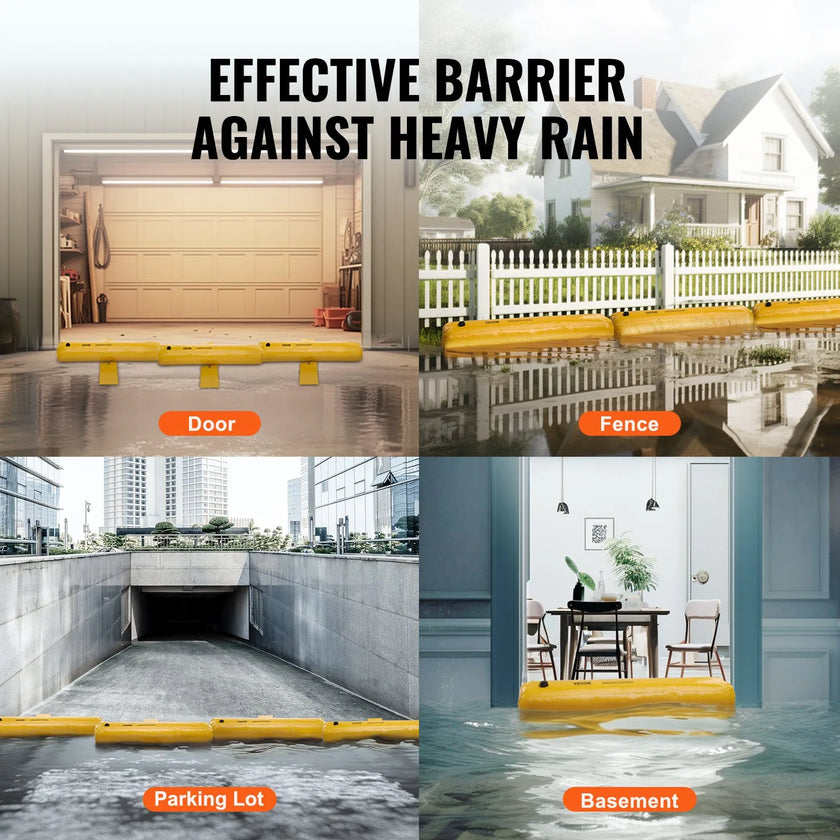 VEVOR Flood Barriers, Sandbag Alternative Flood Bags 4 Pack,  Flood Barrier for Home, Water Barriers for Flooding, Doorway, Driveway(4FTx6in)
