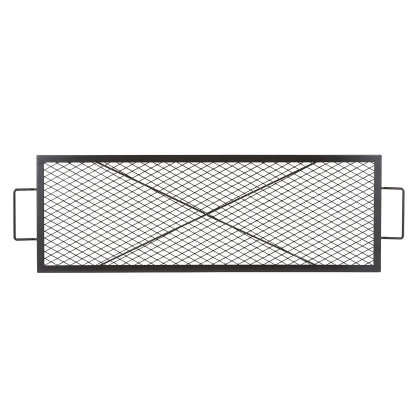 VEVOR X-Marks Fire Pit Grill Grate, Rectangle Cooking Grate, Heavy Duty Steel Campfire BBQ Grill Grid with Handle & Support X Wire, Portable Camping Cookware for Outside Party Gathering, 44 Inch Black