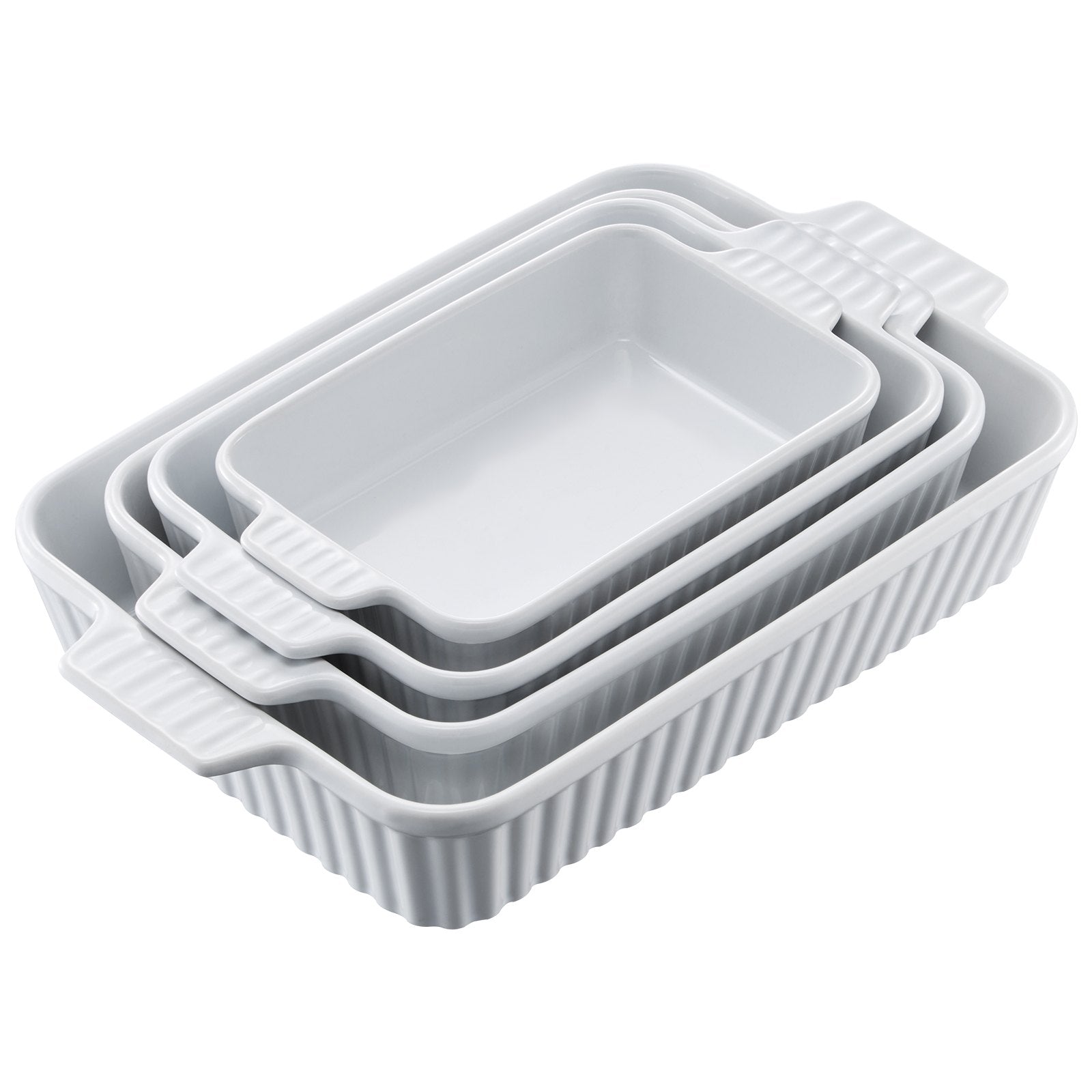 VEVOR Ceramic Baking Dish 4 Pieces Rectangular Bakeware Set Deep for Baking