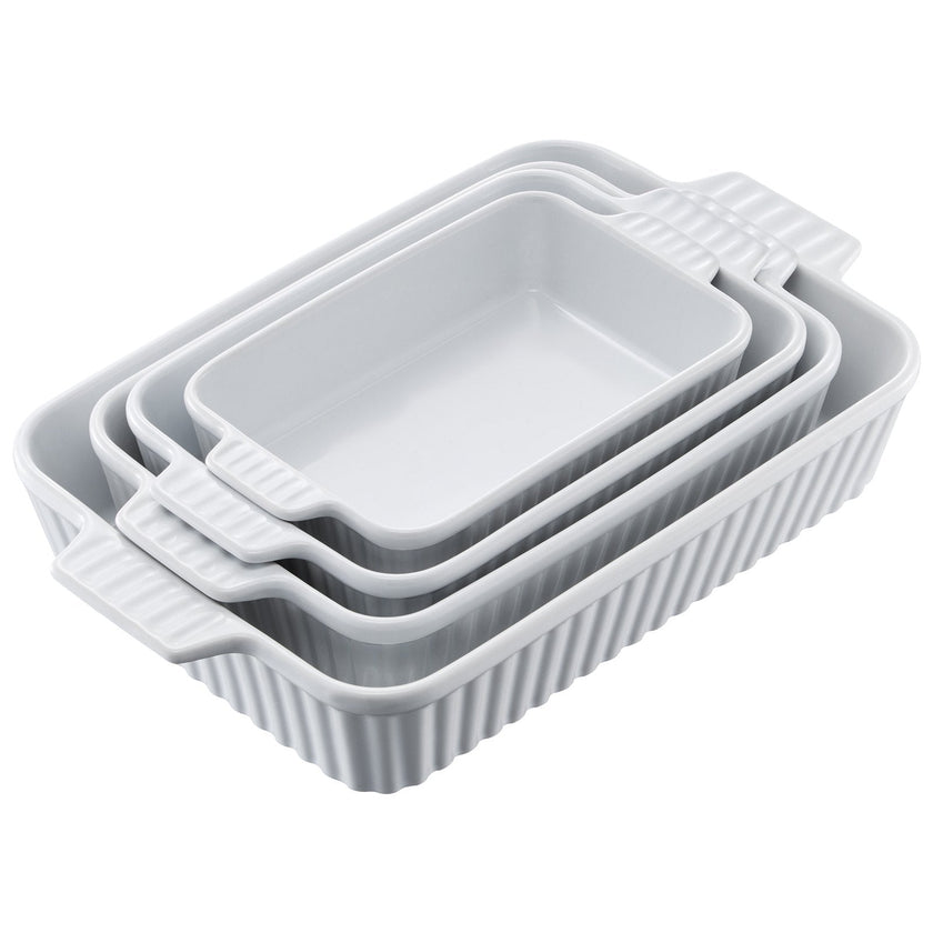 VEVOR Ceramic Baking Dish 4 Pieces Rectangular Bakeware Set Deep for Baking