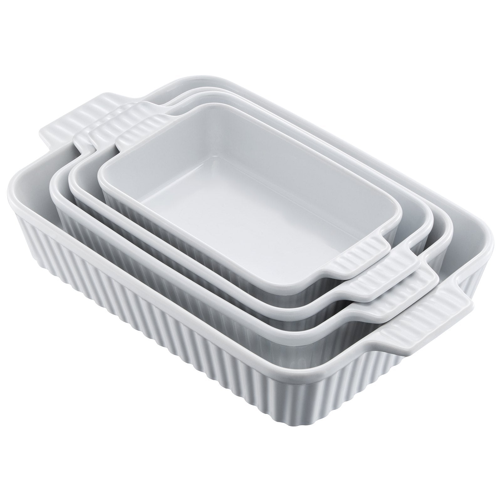 VEVOR Ceramic Baking Dish 4 Pieces Rectangular Bakeware Set Deep for Baking