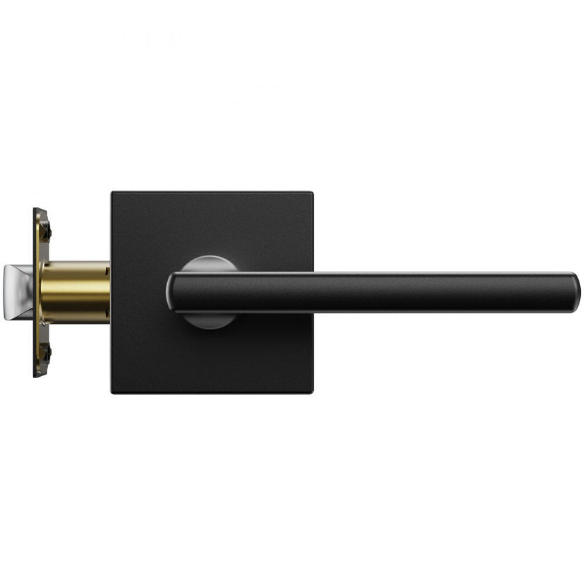 VEVOR Passage Door Handle, 1 Pack Matte Black Door Lever, Left or Right Handing Reversible Lever Non-Locking, 45° Rotation to Open, Square Interior Door Handles for Hallways, Closets, Meeting Spaces