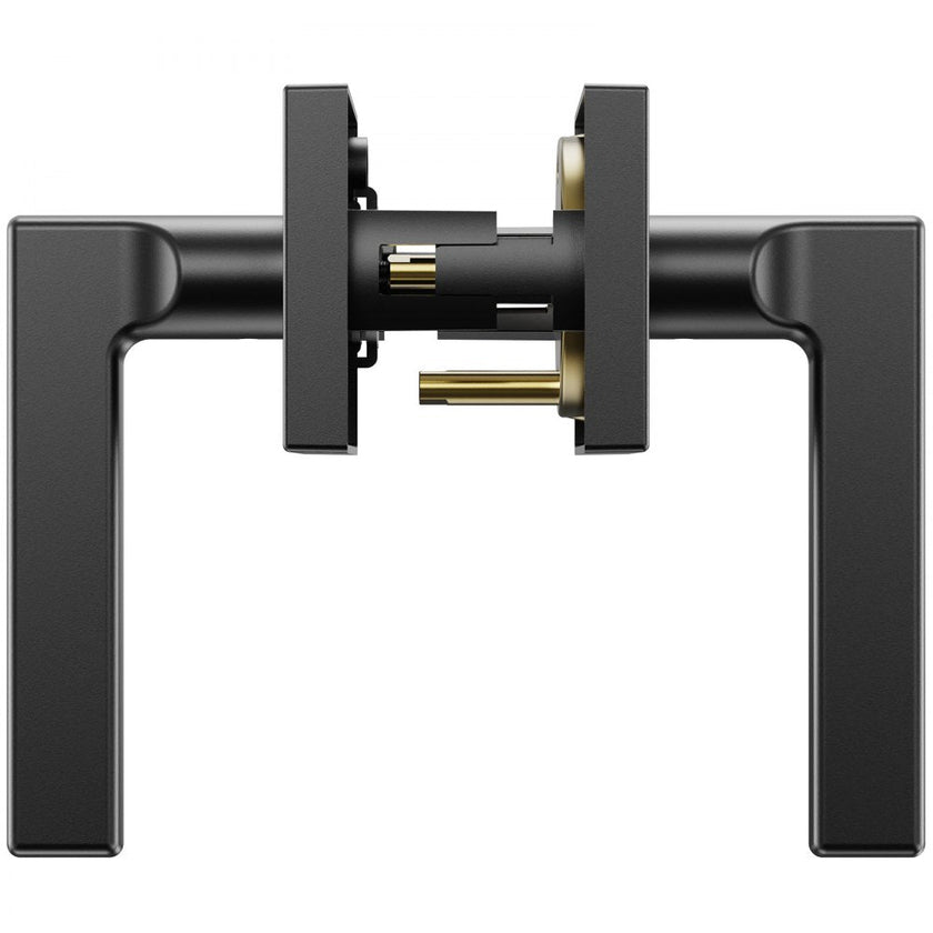 VEVOR Passage Door Handle, 1 Pack Matte Black Door Lever, Left or Right Handing Reversible Lever Non-Locking, 45° Rotation to Open, Square Interior Door Handles for Hallways, Closets, Meeting Spaces