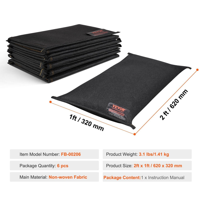 VEVOR Flood Barriers, Water Flood Dam Bags 6 Pack, Water Barriers for Flooding, Water Activated Flood Barriers for Home, Doorway, Driveway(2FT x 1in)