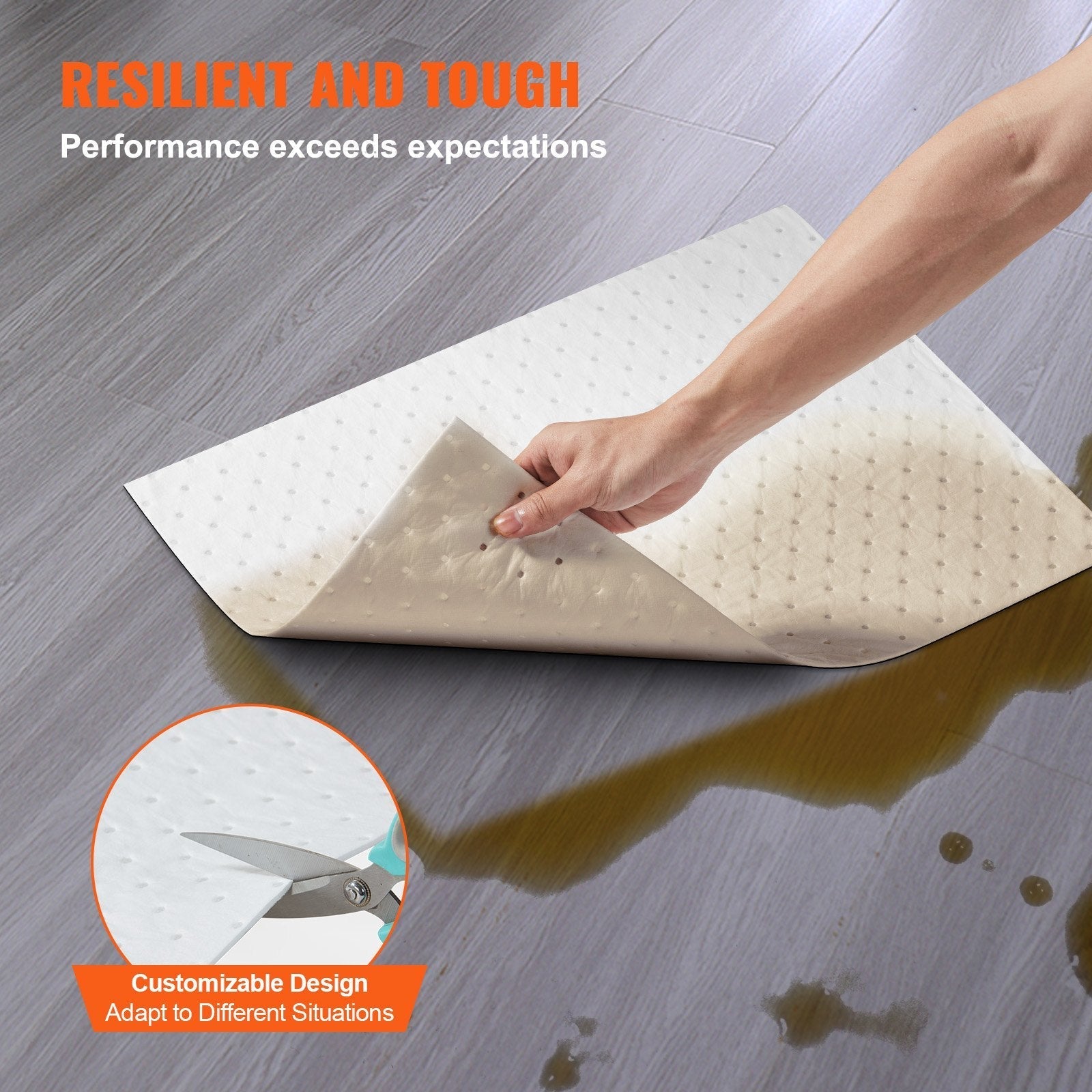 VEVOR Spill Absorbent Pads, Oil Absorbing Mat Absorbs up 20 Gal, 15