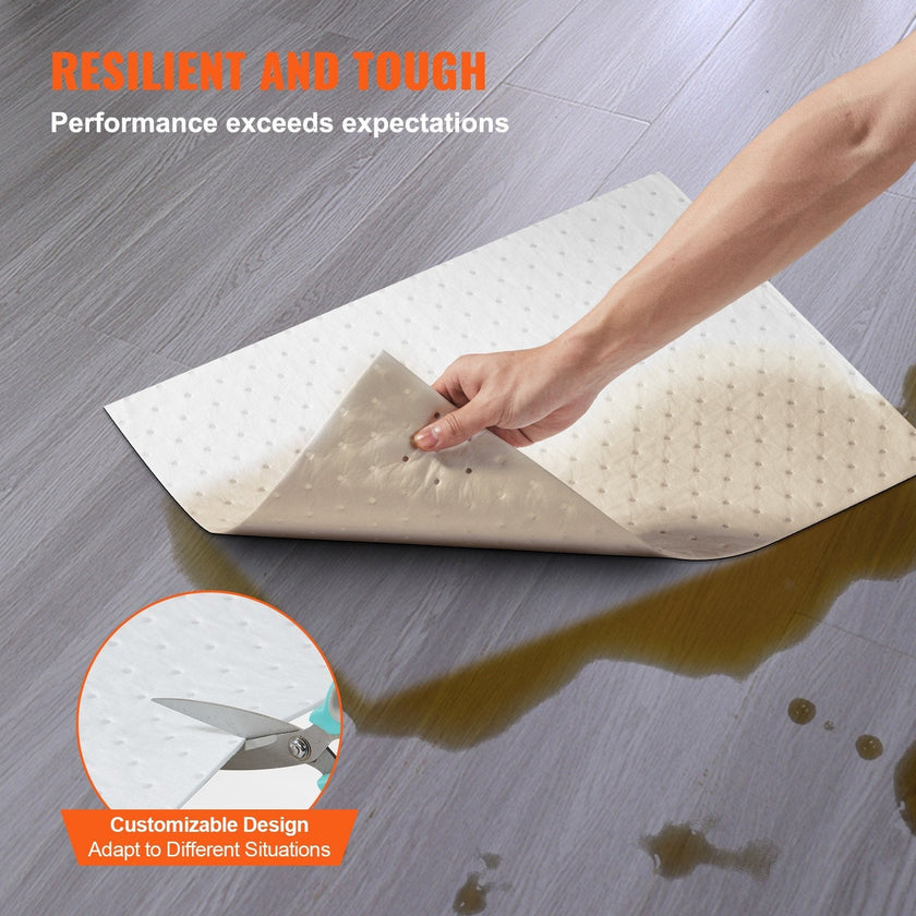 VEVOR Spill Absorbent Pads, Oil Absorbing Mat Absorbs up 20 Gal, 15