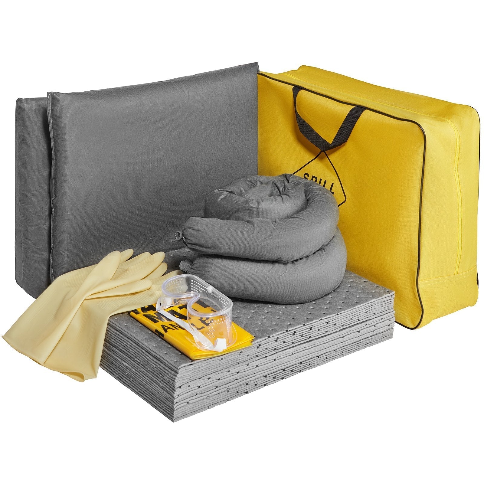 VEVOR Universal Spill Kit, Spill Control Supplies 43 pcs, Includes 30 Universal Sorbent Pads, 2 Universal Sorbent Socks 3