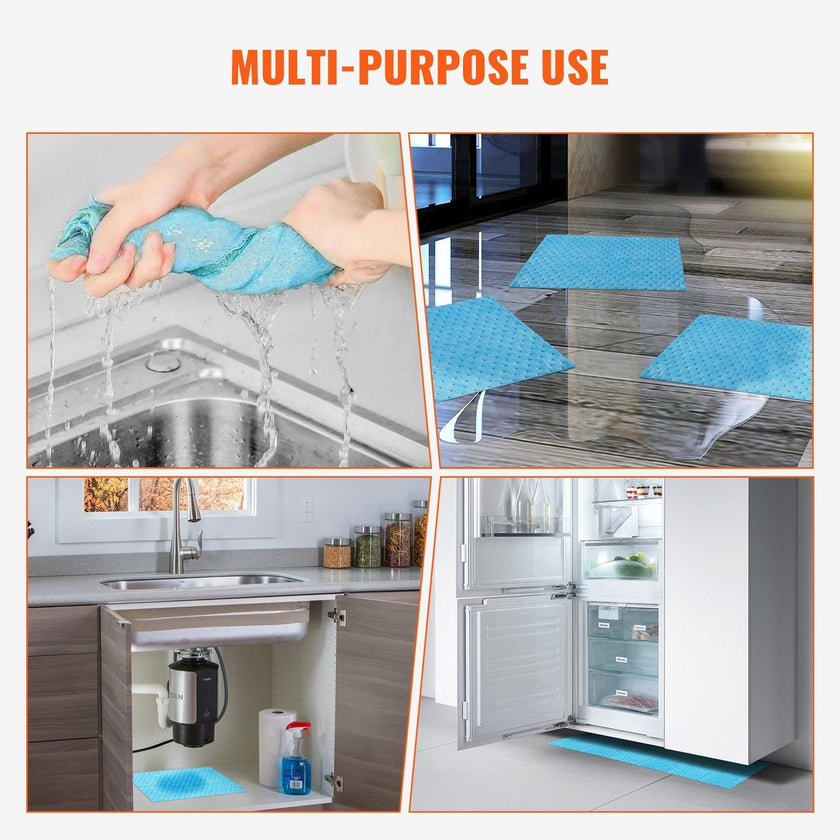 VEVOR Spill Absorbent Pads, Water Absorbing Mat Pad in Dispenser Box, 6 Gal Capacity, 15