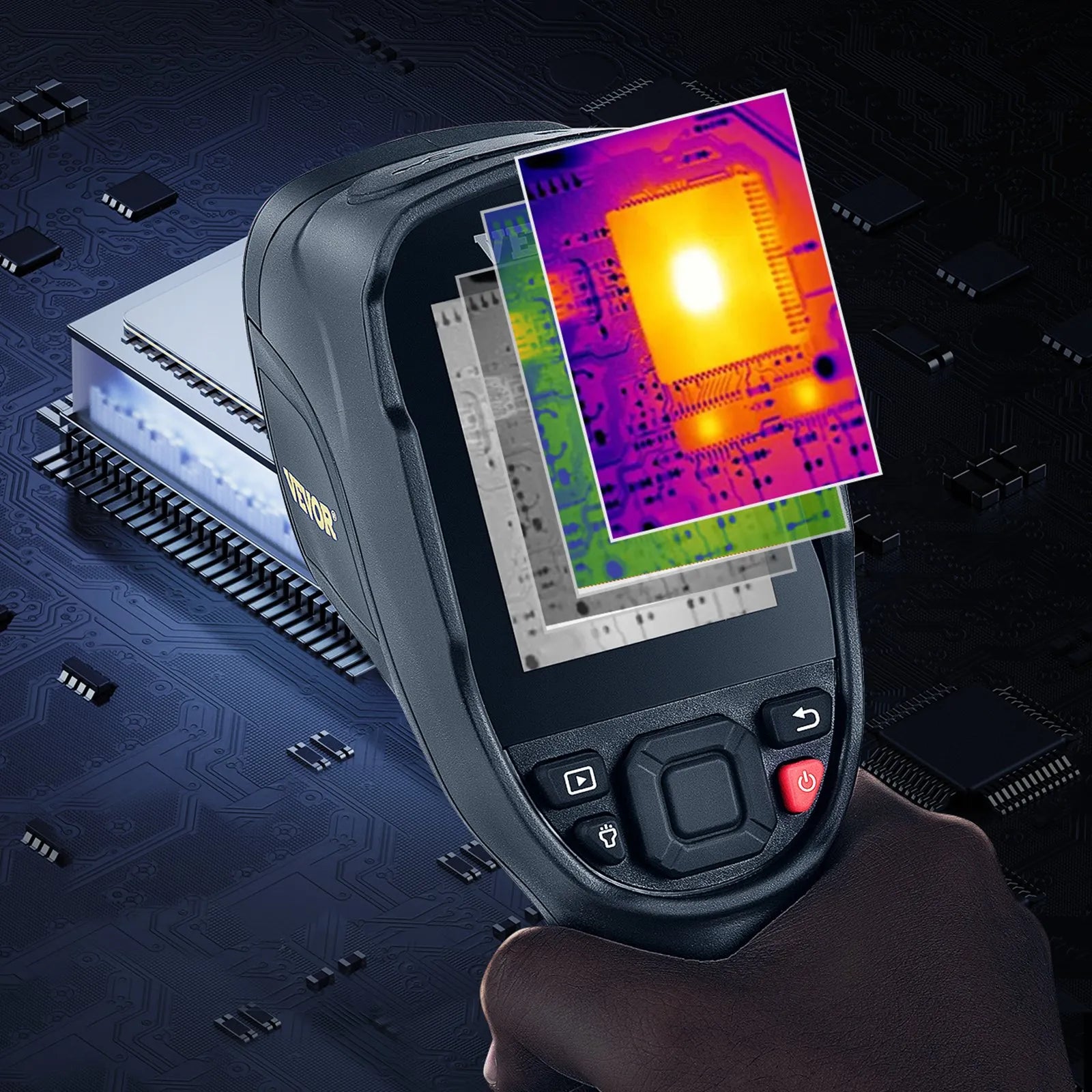 VEVOR Thermal Imaging Camera, 320 x 240 Pixels Super Resolution with 2MP Visual Camera, 25Hz Refresh Rate Infrared Camera with -4℉~1022℉ Temp, 64G SD Card and Rechargeable Li-ion Battery