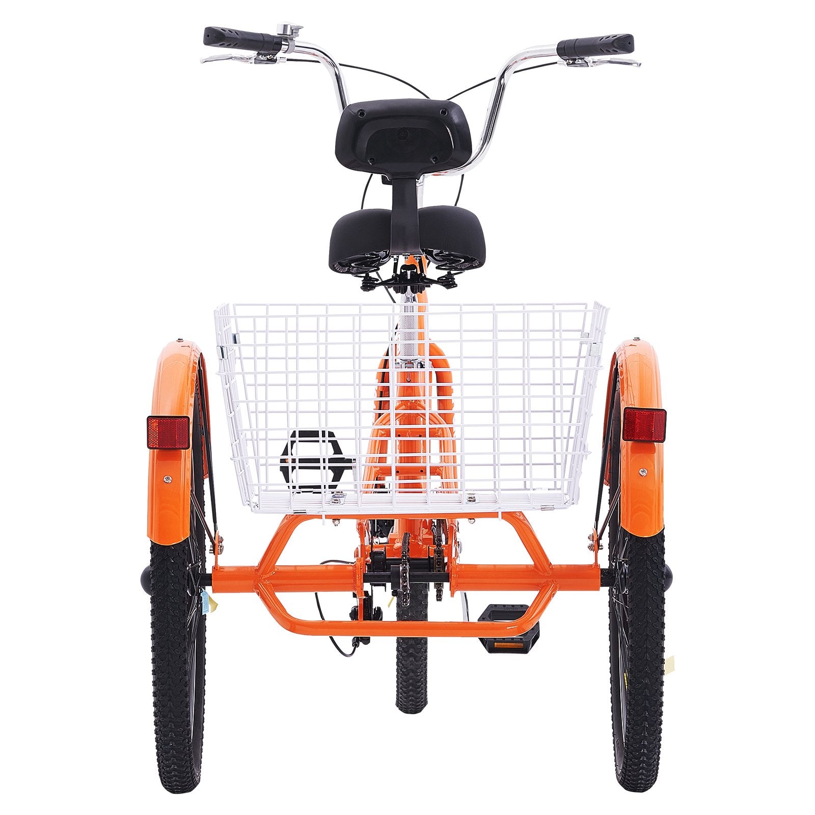 VEVOR Adult Tricycles Bike, 20 Inch Three-Wheeled Bicycles, 3 Wheel Bikes Trikes, Aluminum Alloy Cruiser Bike with Basket & Adjustable Seat, Picnic Shopping Tricycles for Seniors, Women, Men (Orange)