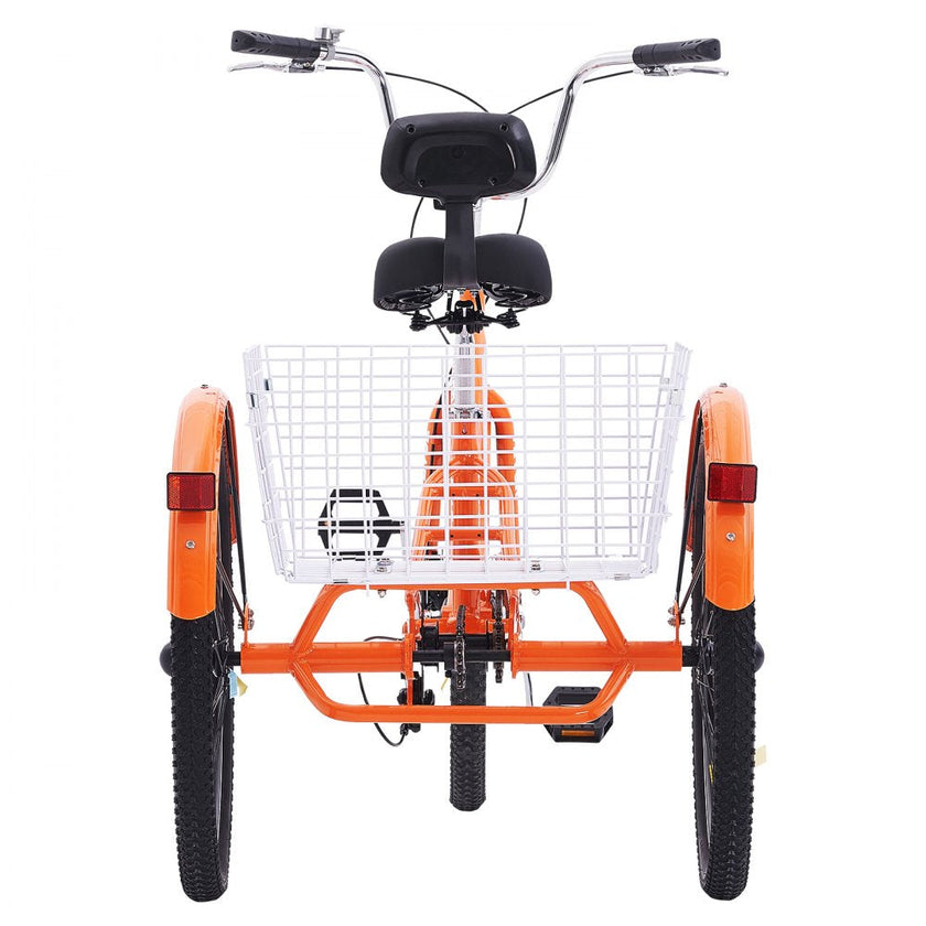 VEVOR Adult Tricycles Bike, 26 Inch Three-Wheeled Bicycles, 3 Wheel Bikes Trikes, Aluminum Alloy Cruiser Bike with Basket & Adjustable Seat, Picnic Shopping Tricycles for Seniors, Women, Men (Orange)