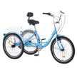 VEVOR Adult Tricycles Bike, 7 Speed Adult Trikes, 20 Inch Three-Wheeled Bicycles, Carbon Steel Cruiser Bike with Basket and Adjustable Seat, Picnic Shopping Tricycles for Seniors, Women, Men (Blue)