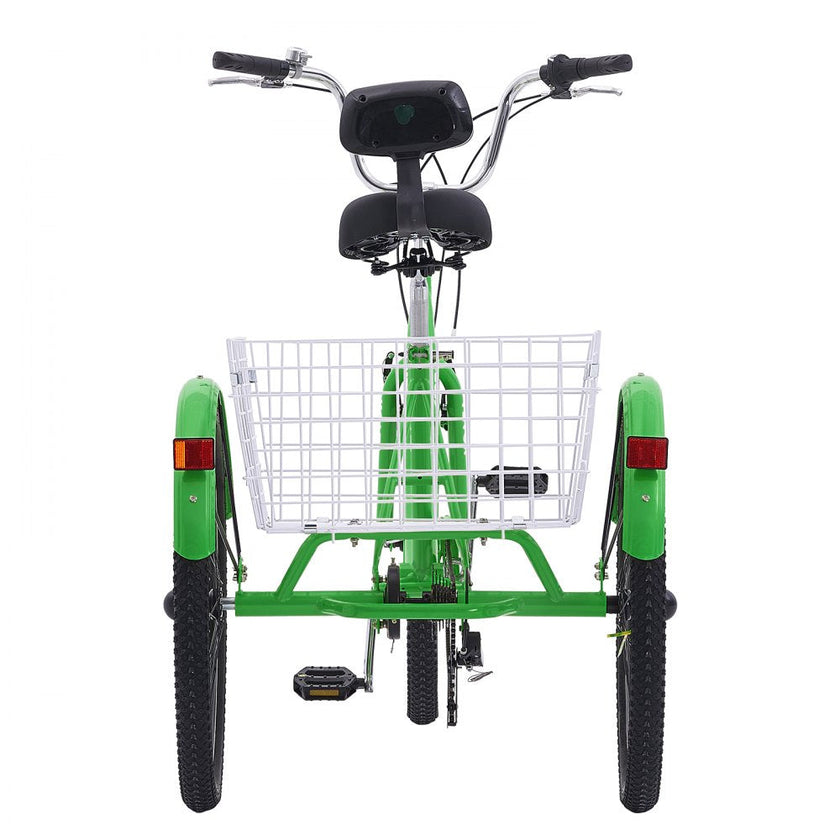 VEVOR Adult Tricycles Bike, 7 Speed Adult Trikes, 26 Inch Three-Wheeled Bicycles, Carbon Steel Cruiser Bike with Basket and Adjustable Seat, Picnic Shopping Tricycles for Seniors, Women, Men (Green)