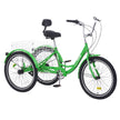 VEVOR Adult Tricycles Bike, 7 Speed Adult Trikes, 20 Inch Three-Wheeled Bicycles, Carbon Steel Cruiser Bike with Basket and Adjustable Seat, Picnic Shopping Tricycles for Seniors, Women, Men (Green)