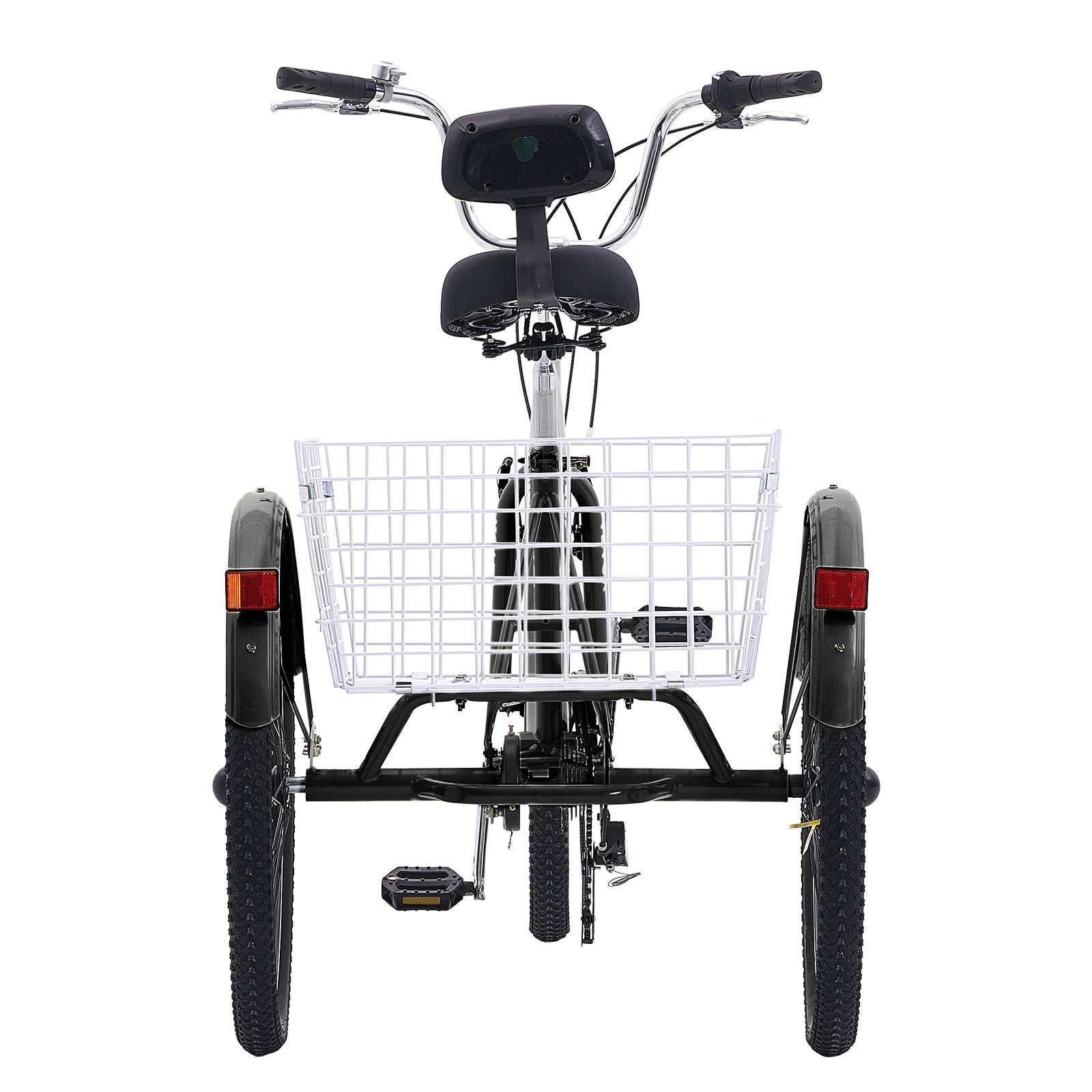VEVOR Adult Tricycles Bike, 7 Speed Adult Trikes, 20 Inch Three-Wheeled Bicycles, Carbon Steel Cruiser Bike with Basket and Adjustable Seat, Picnic Shopping Tricycles for Seniors, Women, Men (Black)
