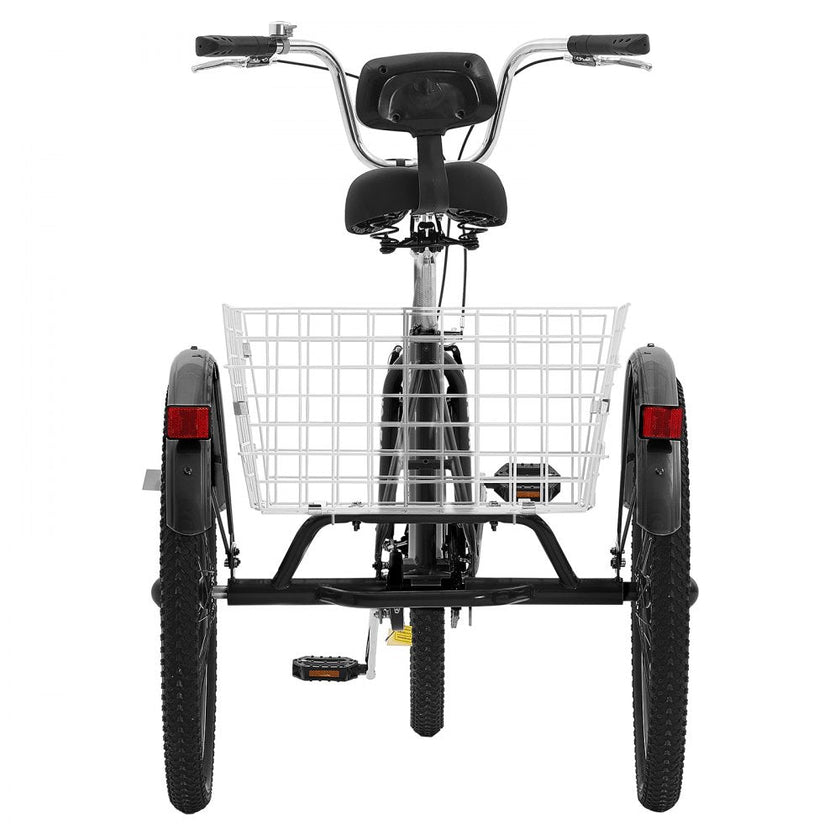 VEVOR Adult Tricycles Bike, 20 Inch Three-Wheeled Bicycles, 3 Wheel Bikes Trikes, Carbon Steel Cruiser Bike with Basket & Adjustable Seat, Picnic Shopping Tricycles for Seniors, Women, Men (Black)