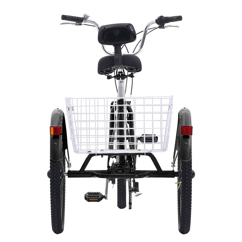 VEVOR Adult Tricycles Bike, 7 Speed Adult Trikes, 24 Inch Three-Wheeled Bicycles, Carbon Steel Cruiser Bike with Basket and Adjustable Seat, Picnic Shopping Tricycles for Seniors, Women, Men  (Black)