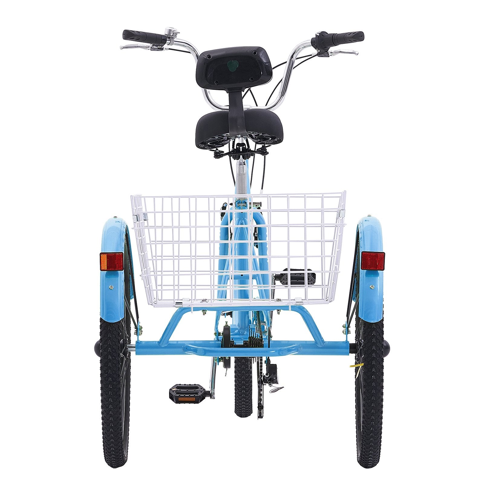 VEVOR Adult Tricycles Bike, 7 Speed Adult Trikes, 26 Inch Three-Wheeled Bicycles, Carbon Steel Cruiser Bike with Basket and Adjustable Seat, Picnic Shopping Tricycles for Seniors, Women, Men (Blue)
