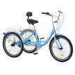 VEVOR Adult Tricycles Bike, 7 Speed Adult Trikes, 26 Inch Three-Wheeled Bicycles, Carbon Steel Cruiser Bike with Basket and Adjustable Seat, Picnic Shopping Tricycles for Seniors, Women, Men (Blue)