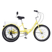 VEVOR Adult Tricycles Bike, 7 Speed Adult Trikes, 24 Inch Three-Wheeled Bicycles, Carbon Steel Cruiser Bike with Basket and Adjustable Seat, Picnic Shopping Tricycles for Seniors, Women, Men  (Yellow)