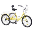 VEVOR Adult Tricycles Bike, 7 Speed Adult Trikes, 24 Inch Three-Wheeled Bicycles, Carbon Steel Cruiser Bike with Basket and Adjustable Seat, Picnic Shopping Tricycles for Seniors, Women, Men  (Yellow)