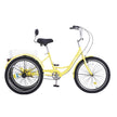 VEVOR Adult Tricycles Bike, 20 Inch Three-Wheeled Bicycles, 3 Wheel Bikes Trikes, Carbon Steel Cruiser Bike with Basket & Adjustable Seat, Picnic Shopping Tricycles for Seniors, Women, Men (Yellow)