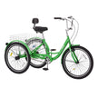 VEVOR Adult Tricycles Bike, 24 Inch Three-Wheeled Bicycles, 3 Wheel Bikes Trikes, Carbon Steel Cruiser Bike with Basket & Adjustable Seat, Picnic Shopping Tricycles for Seniors, Women, Men (Green)