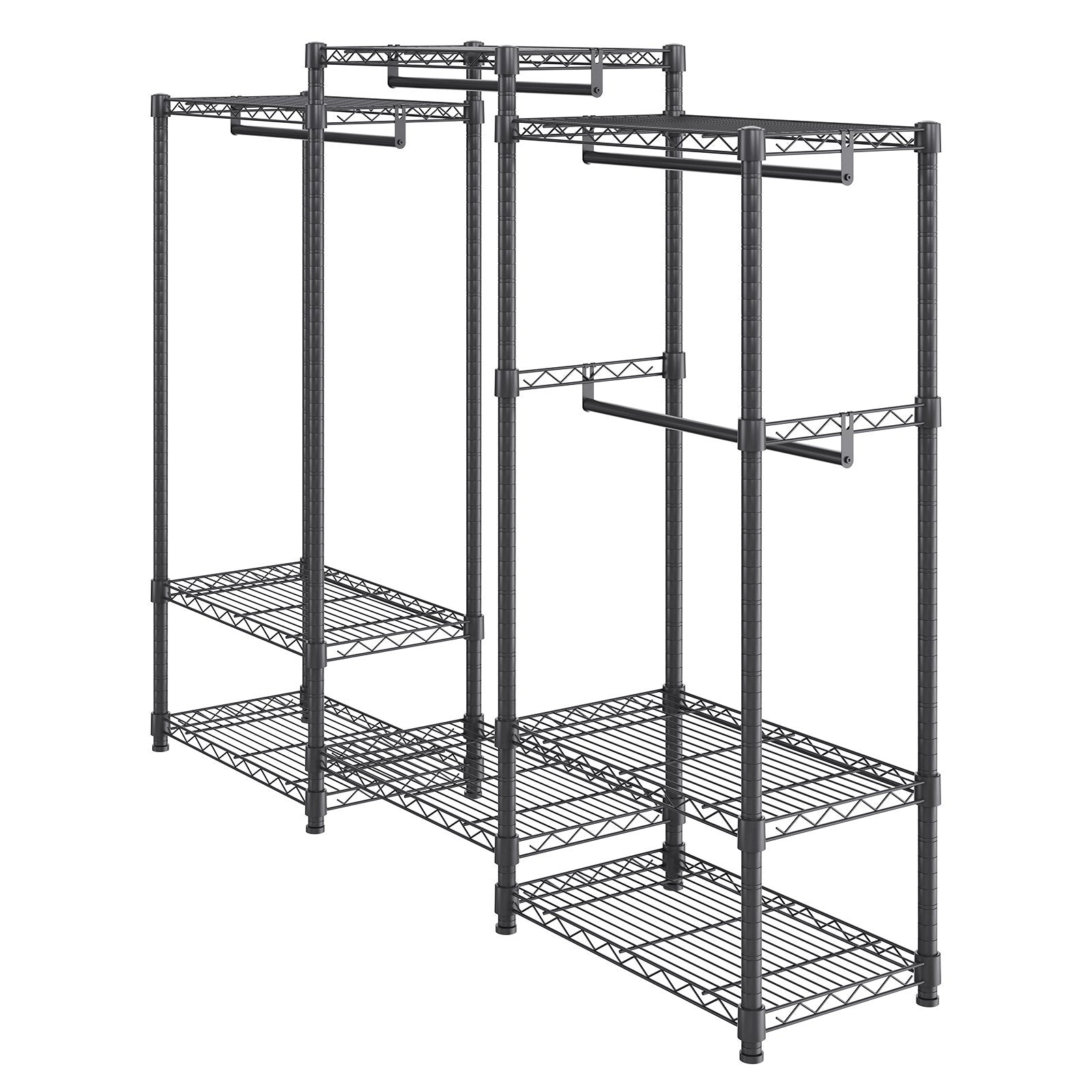 VEVOR Heavy Duty Clothes Rack, Rolling Clothing Garment Rack with 4 Hang Rods & 8 Storage Tiers, Adjustable Custom Closet Rack, Freestanding Wardrobe for Hanging Clothes, 800 lbs Load Capacity