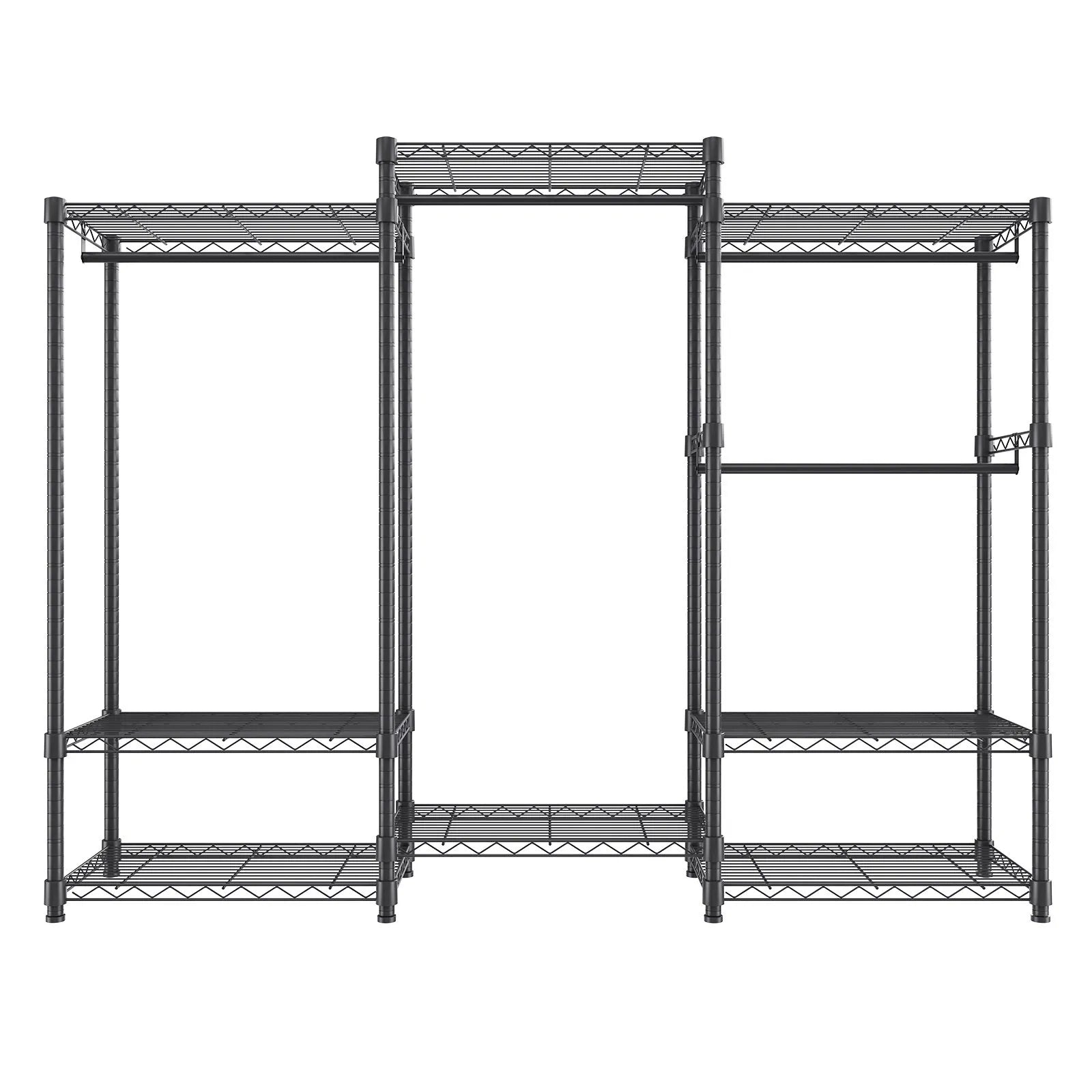 VEVOR Heavy Duty Clothes Rack, Rolling Clothing Garment Rack with 4 Hang Rods & 8 Storage Tiers, Adjustable Custom Closet Rack, Freestanding Wardrobe for Hanging Clothes, 800 lbs Load Capacity