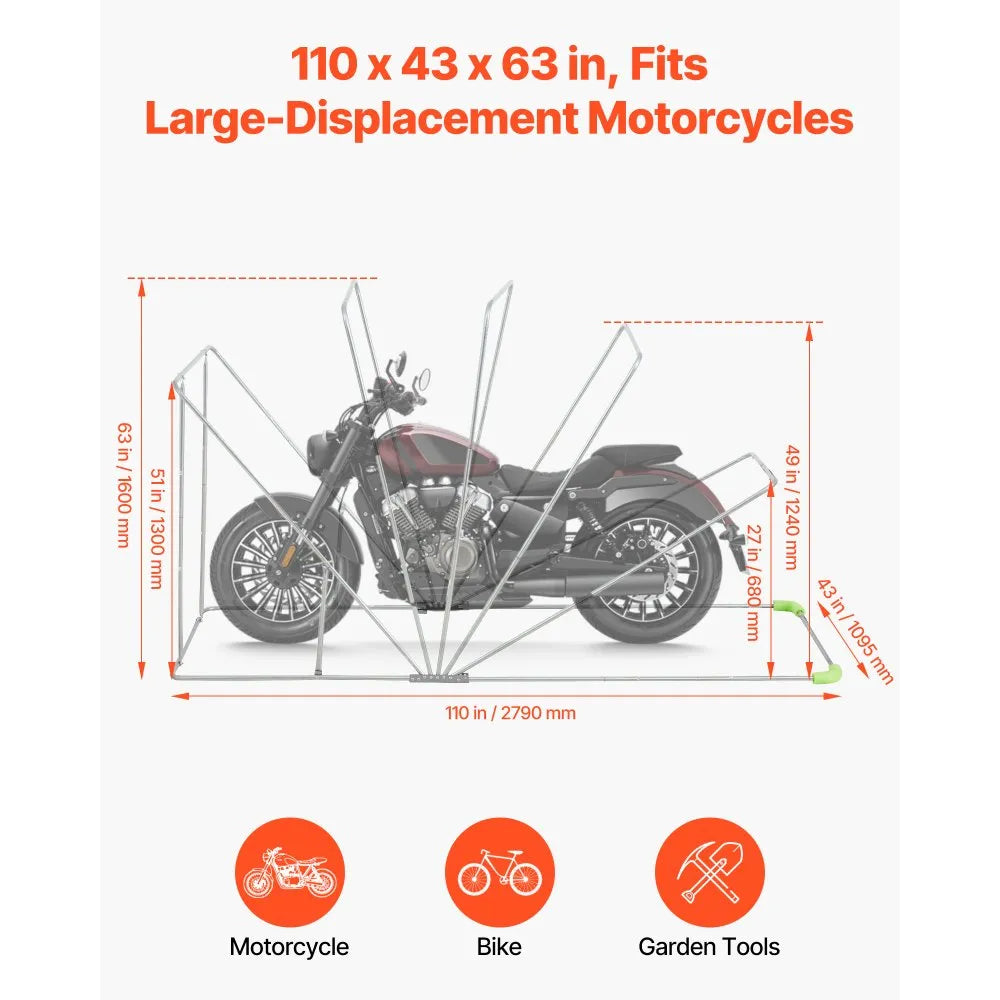 Motorcycle Storage Shelter with Security Lock – Heavy-Duty Outdoor Garage Tent