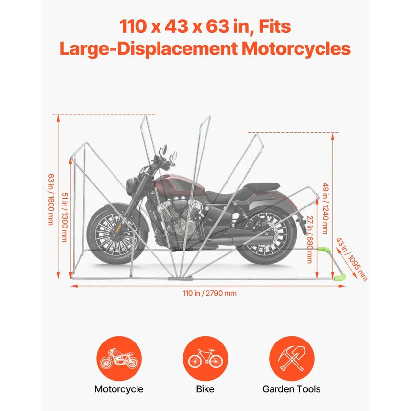 Motorcycle Storage Shelter with Security Lock – Heavy-Duty Outdoor Garage Tent