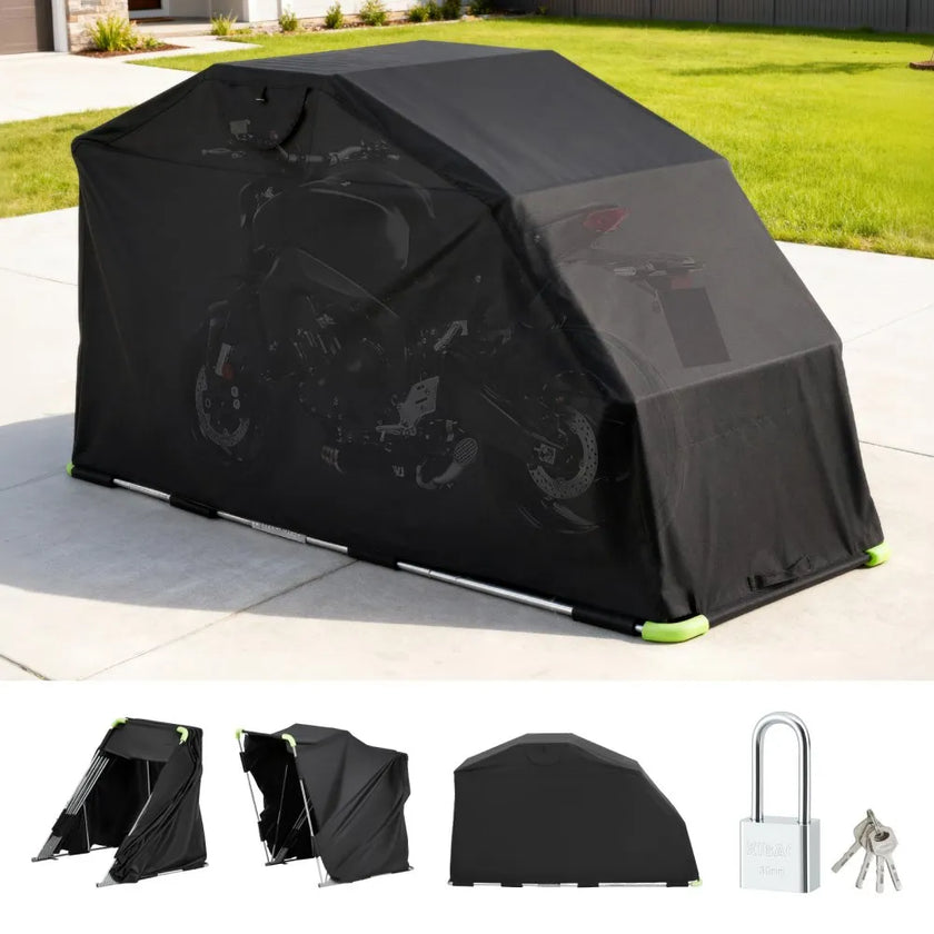 Motorcycle Storage Shelter with Security Lock – Heavy-Duty Outdoor Garage Tent