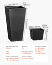 VEVOR Tall Planter Set of 2 Square Tapered Planters 22 in for Outdoor Indoor