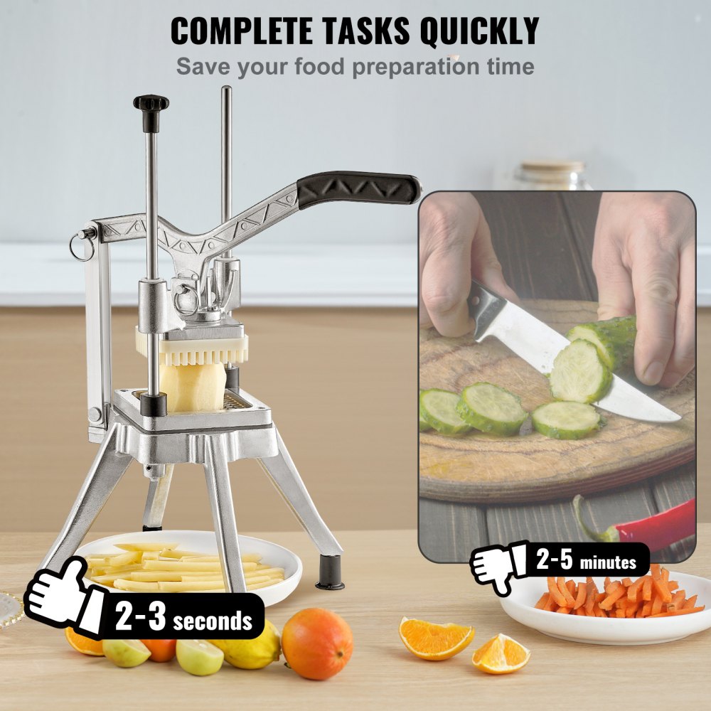 VEVOR Commercial Vegetable Fruit Chopper 1/2? Blade Heavy Duty Professional Food Dicer Kattex French Fry Cutter Onion Slicer Stainless Steel for Tomato Peppers Potato Mushroom, Sliver